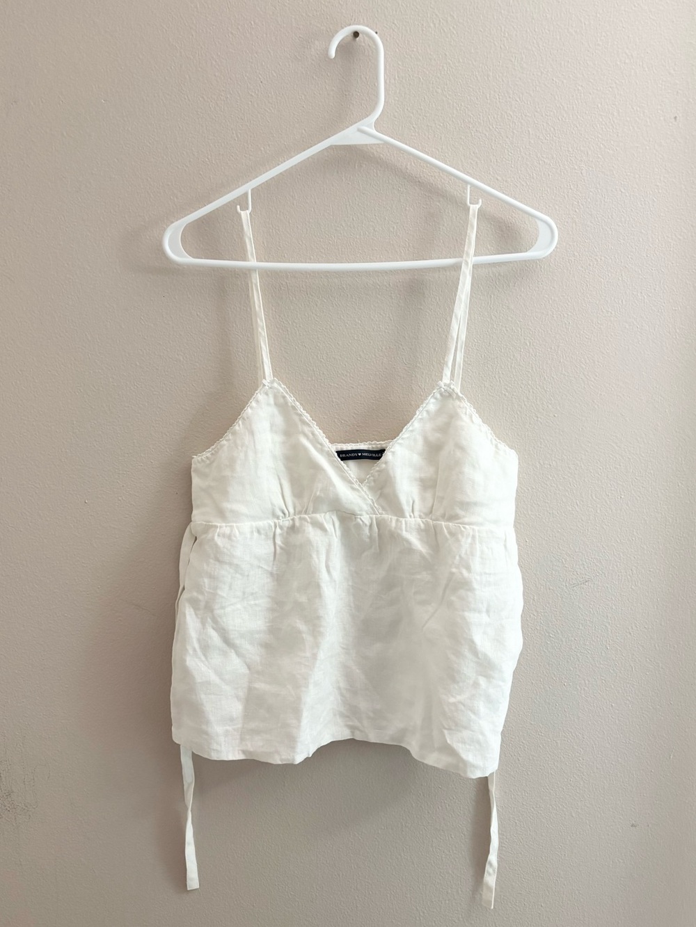 Brandy Melville Linen White Tie Bow Tank Top